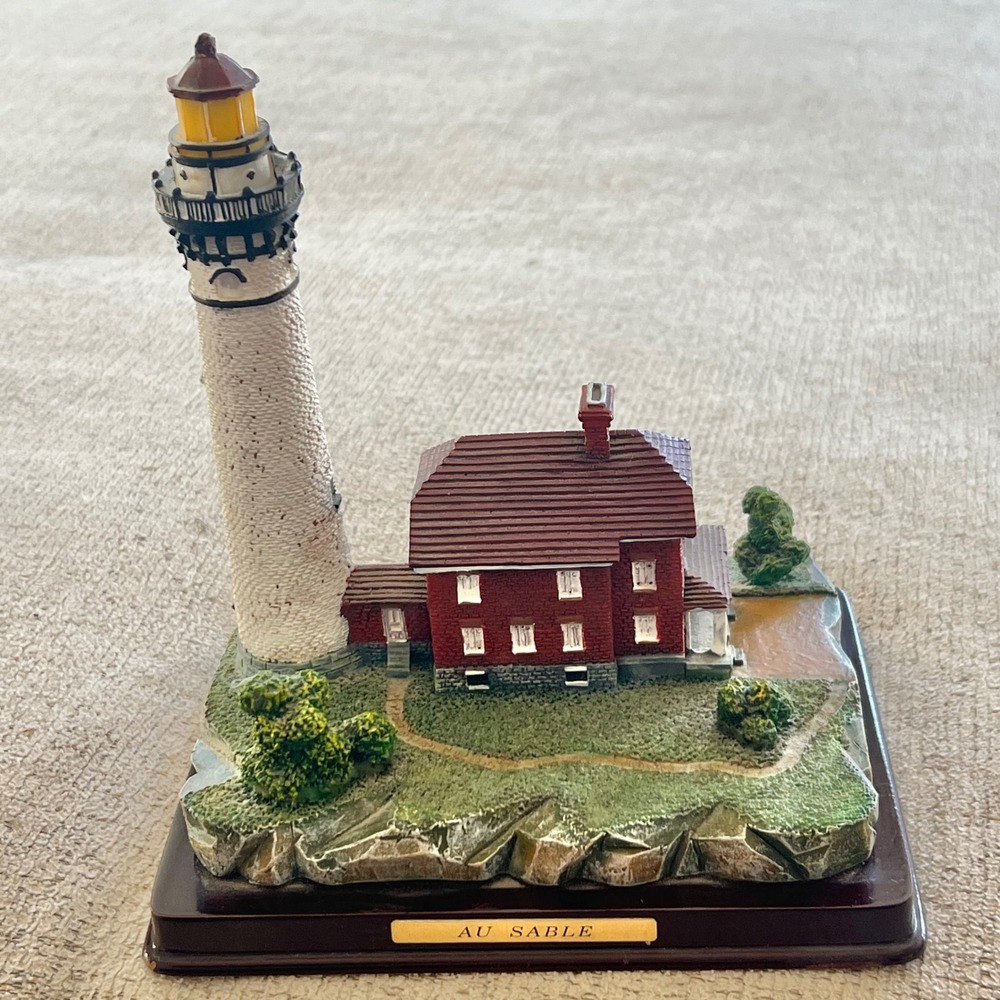 Au Sable Lighthouse Miniature Figurine Michigan Pictured Rocks Nautical Decor
